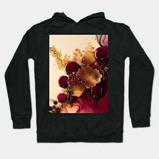 Abstract Alcohol Ink Burgundy Gold Art Hoodie